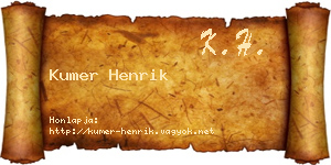 Kumer Henrik névjegykártya